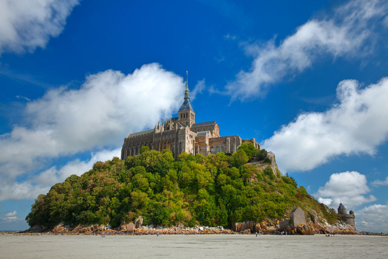 Old world castle from Mont Saint-Michel in Normandy, France.