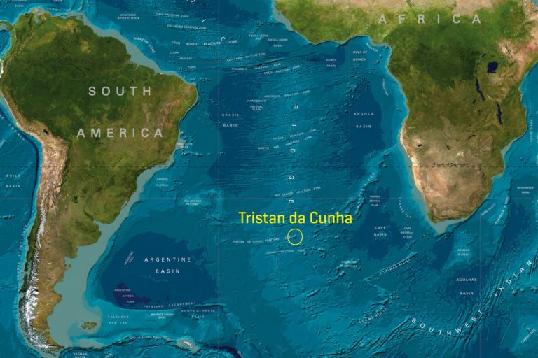 Tristan da Cunha lies in the middle of the southern Atlantic