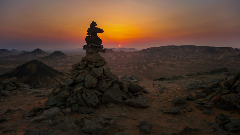 Sunset Sahara Black Desert Egypt