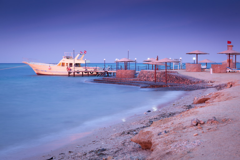 Boat in the blue. Hurghada, Egypt